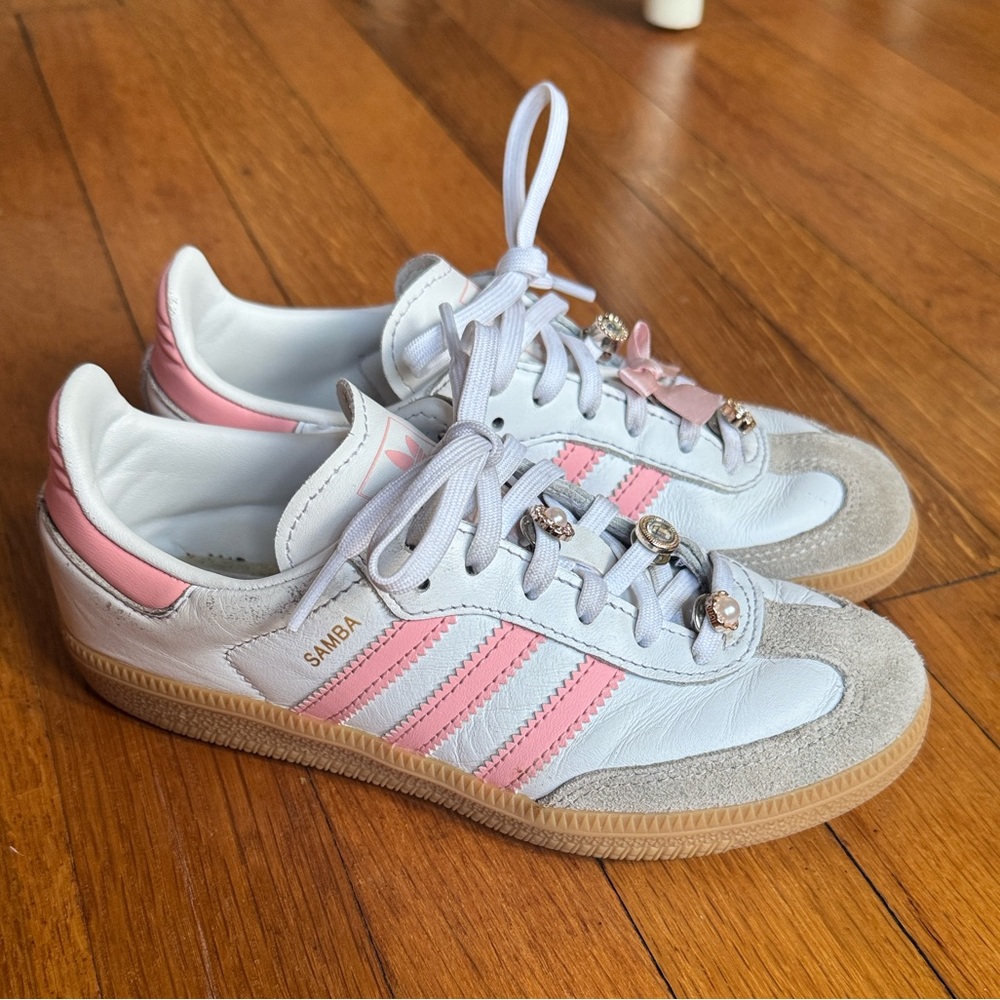 Adidas Samba White and Pink Sneakers